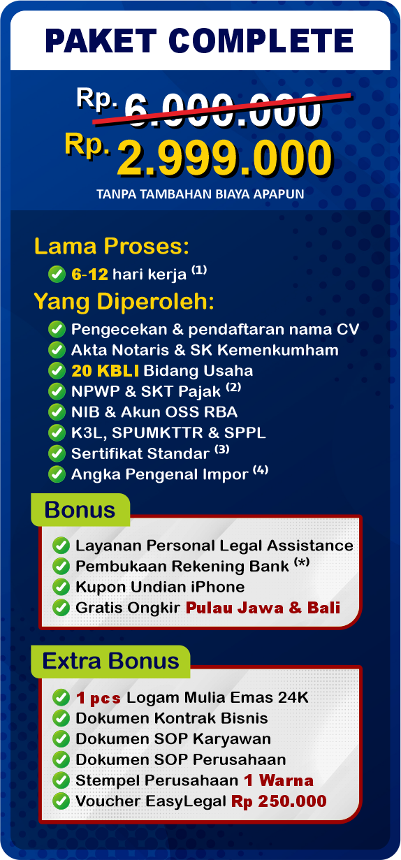 Price List PENDIRIAN+CV KOMPLIT